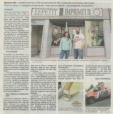 LEPETIT Imprimeur à l'honneur dans la presse locale ! LEPETIT Imprimeur à l'honneur dans la presse locale !